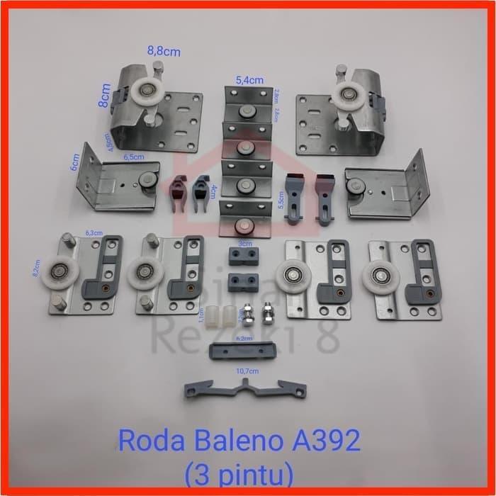 Roda Rel Pintu Lemari Sliding Geser Slow Motion 3 Pintu A392