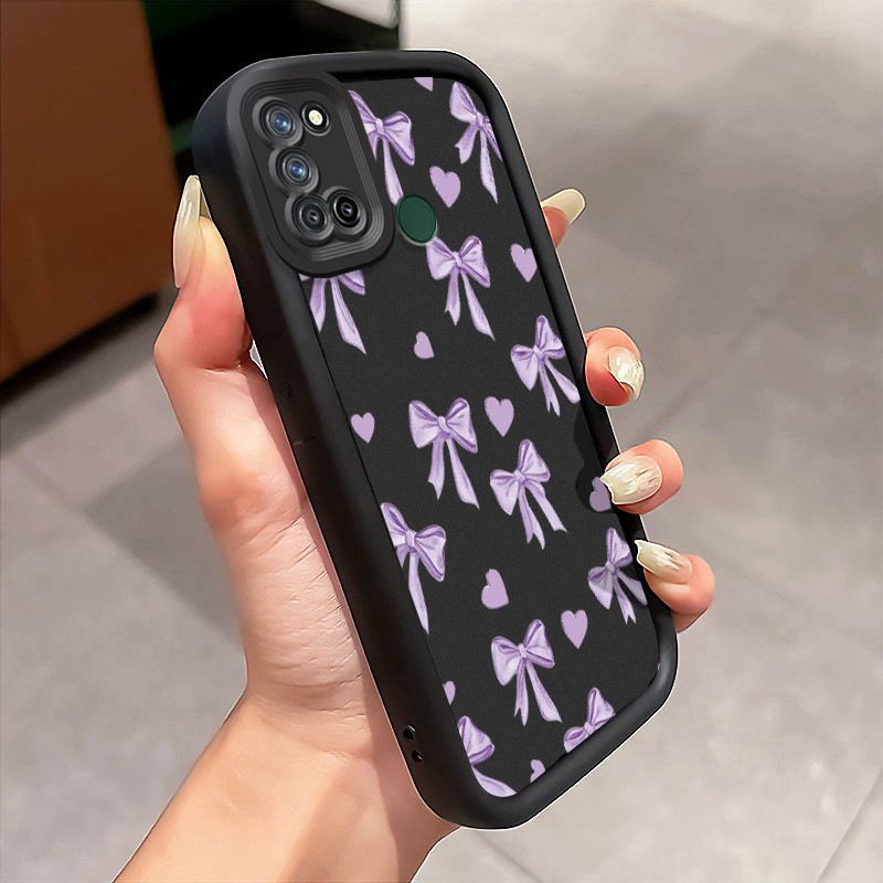 Casing Hp Realme 7i Realme C17 Case Casing Kupu-kupu ungu pola HP Kasing Silikon Softcase mata langi