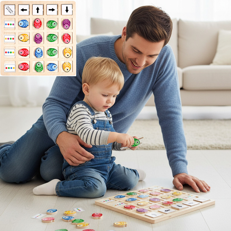 Children's Wooden Montessori Toys Kids Logical Thinking Training Direction Color Cognition