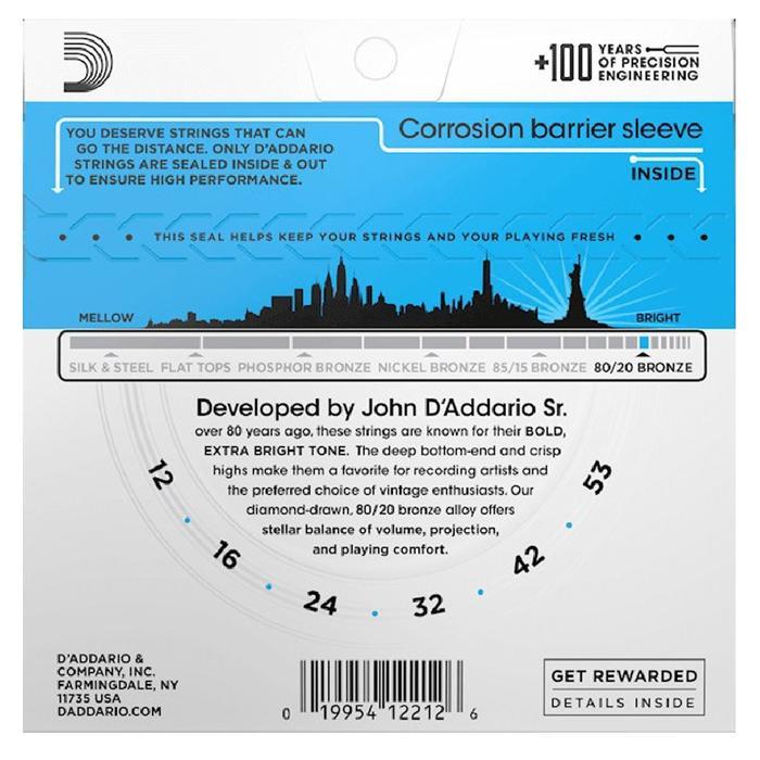 D'ADDARIO SENAR GITAR AKUSTIK EJ-11 ACOUSTIC GUITAR STRING 12-53 REG. LIGHT (404000085)