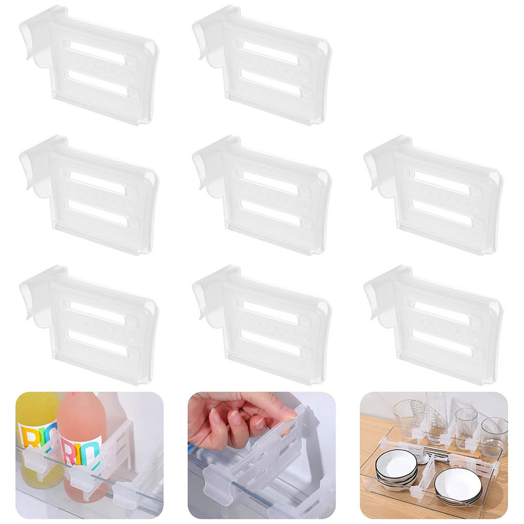 Refrigerator Dividers Clip,Adjustable Plastic Organizer Tools,Fridge Door Retractable Snap-On Space