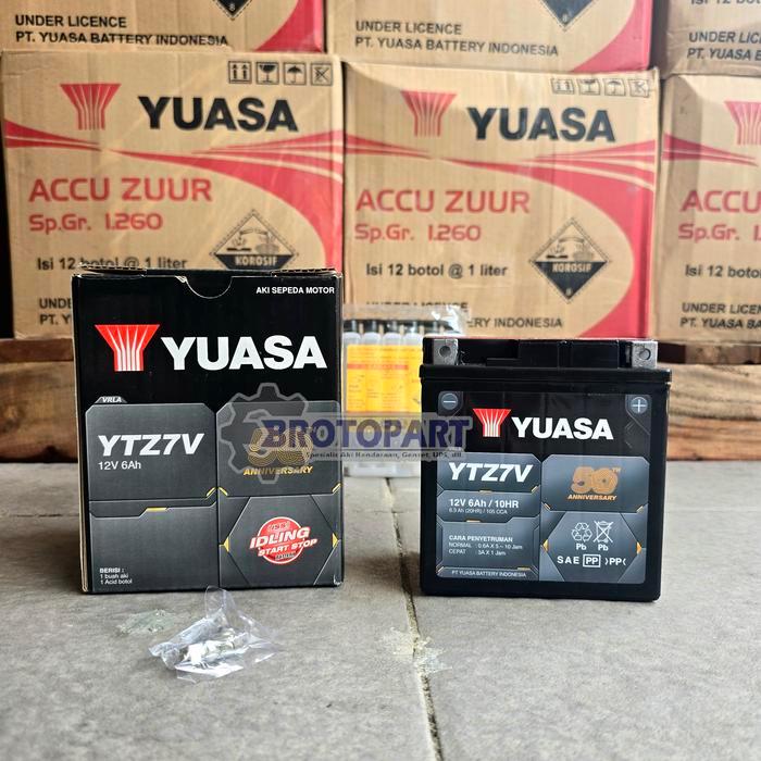 Aki Motor Kawasaki Zx10R Yuasa Ytz7V Mf Aki Kering 12V 6,3Ah