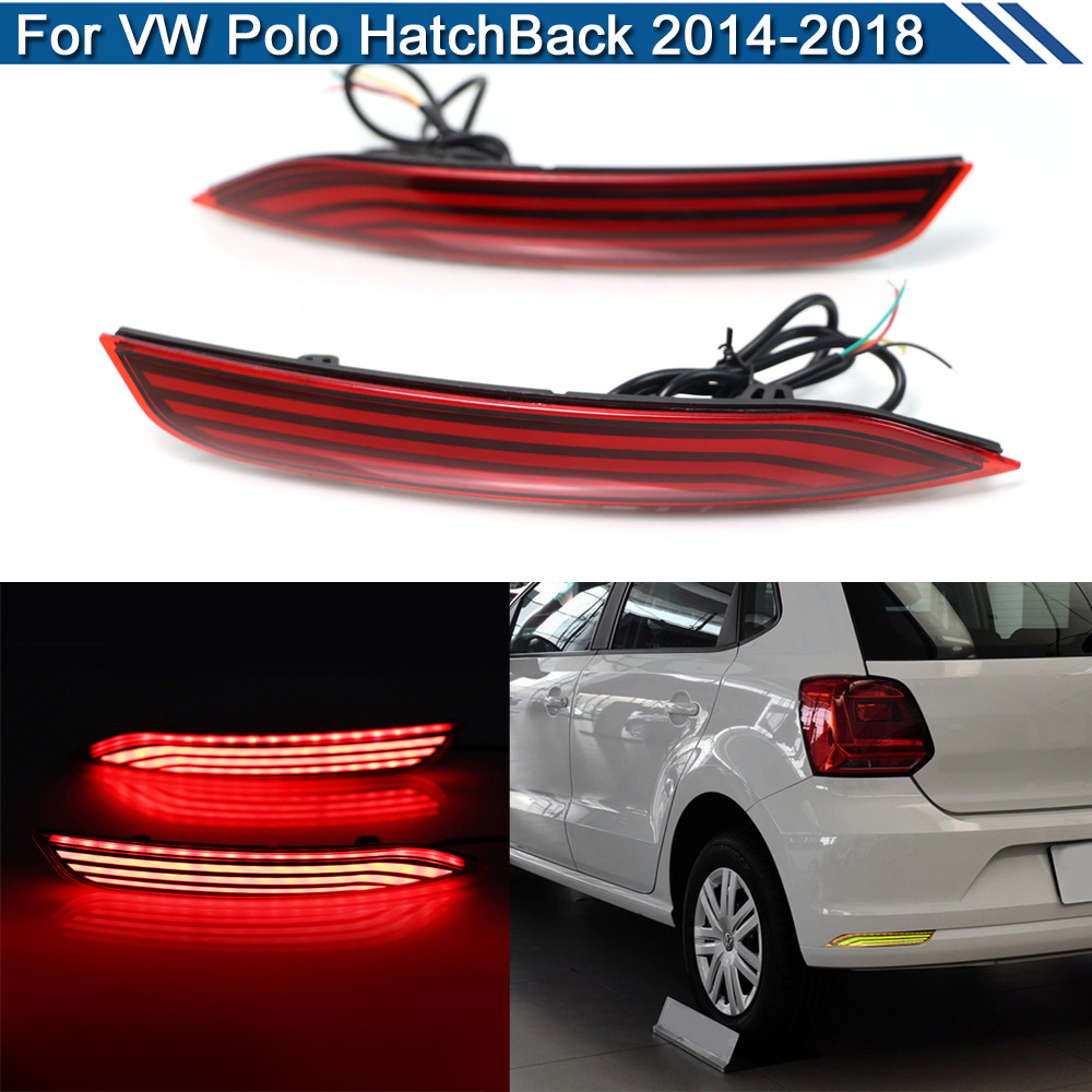 For VW Polo HatchBack 2014 2015 2016 2017 2018 LED Rear Bumper