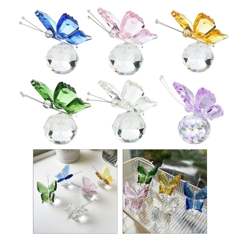 Crystal Butterfly Collection Figurines Glass Animals Table Decor Paperweight