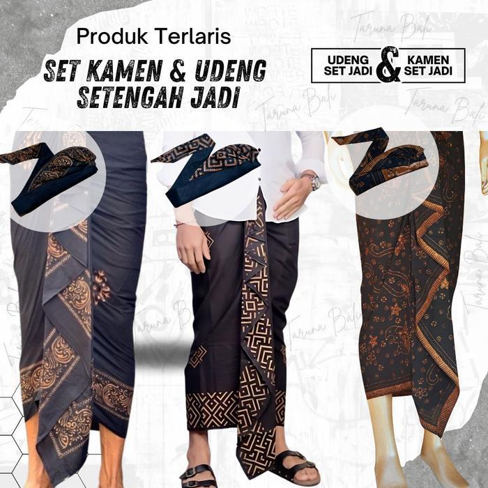 SET KAMEN + UDENG BATIK SETENGAH JADI DEWASA PAKAIAN ADAT BALI KAIN KAMEN BALI UDENG BALI