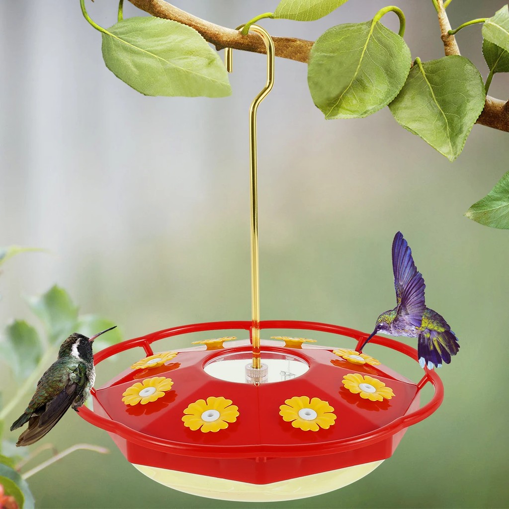 Hummingbird Feeder with 8 Feeding Hanging Bird Feeder Ant and Bee Proof Flower Shape Hummingbird