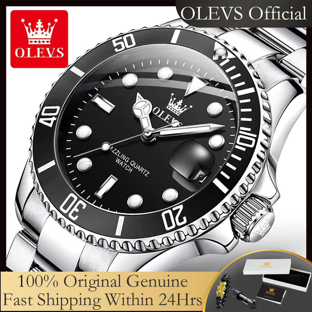 OLEVS Top Original Quartz Watch for Men Diving Series Stainles Steel Waterproof Man Watch Fashion