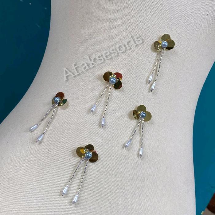 [5pcs] juntai mutiara/aplikasi payet juntai/hiasan baju gaun/hiasan gamis/hiasan payet