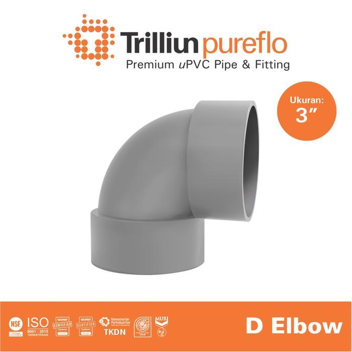 Fitting Pipa uPVC Trilliunpureflo D Elbow - 3" Inch
