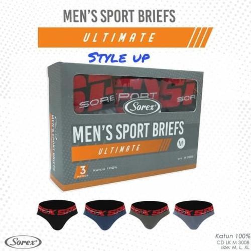 rg39- Sorex - 3 Pcs Celana Dalam Pria Sorex Original Sport Tipe 3008