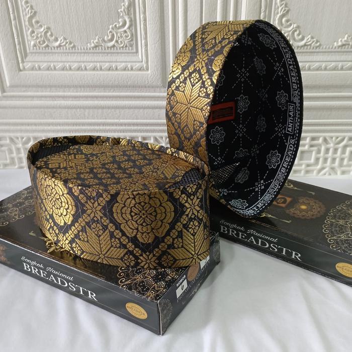 Peci Songkok Kopiah Sultan Asli Tenun Songket Melayu GoldenBlack Murah