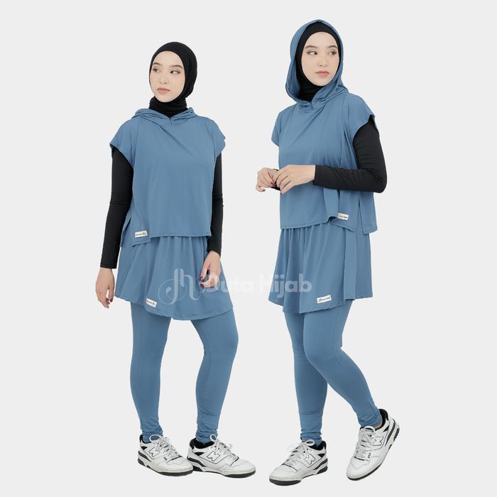 Setelan Baju Olahraga Wanita Muslim Hijab Outer Hoodie Leging Rok By Duta Hijab