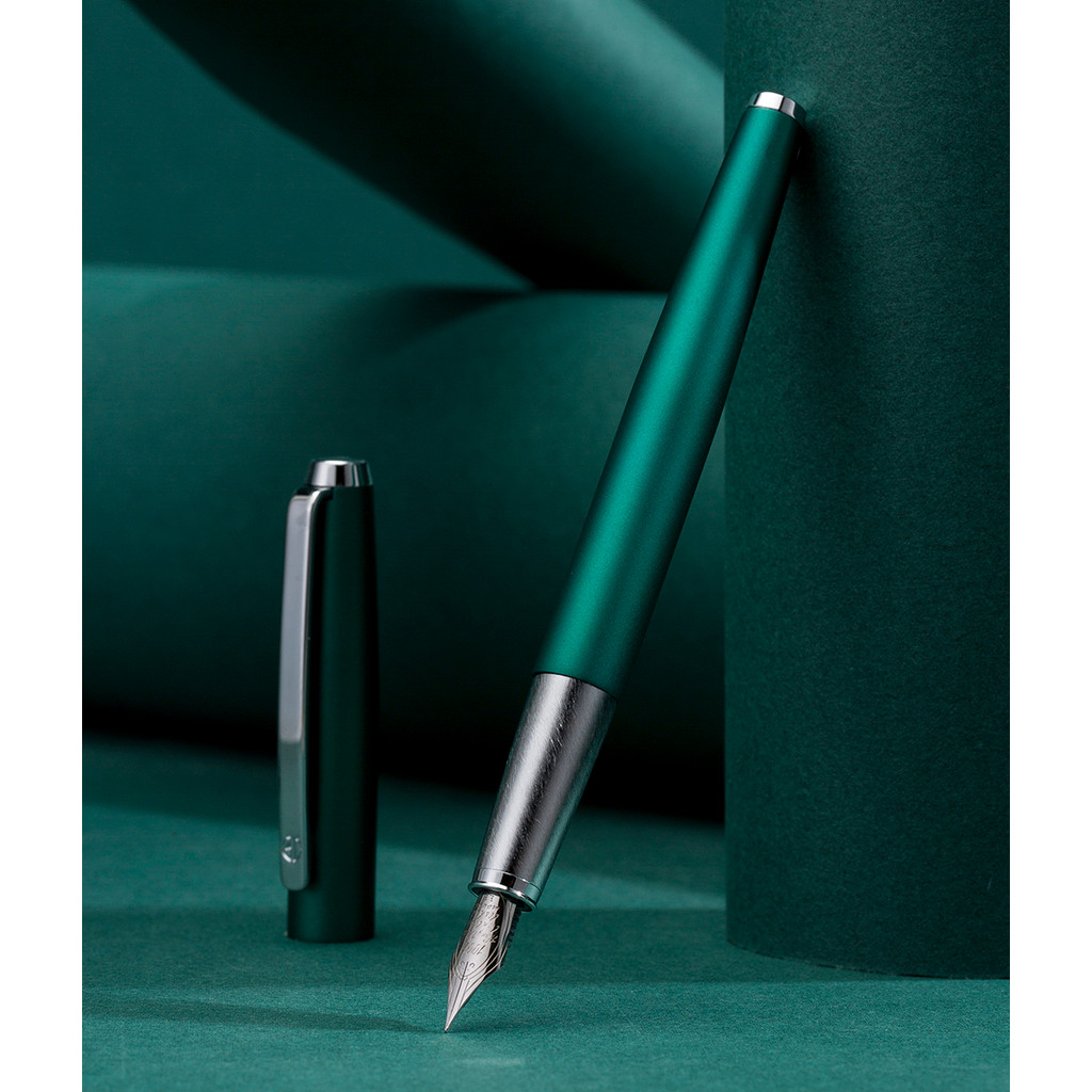 HongDian 525 Metal Green Fountain Pen Matte Barrel Iridium EF/Small Bent 0.4/0.6mm Ink Pen Office Bu