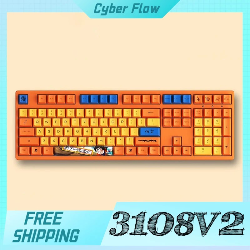Akko 3108v2 Mechanical Keyboard Customized Wired Son Goku Pbt Thermal Sublimation 108key Keyboard Fo