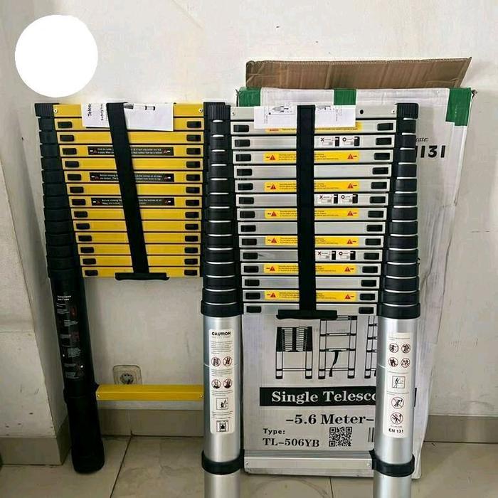 Hemat Tangga Teleskopik Aluminium 6,2 Meter Single Silver Terlaris