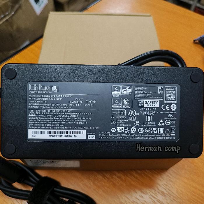 Hemat Original Charger Laptop 330W 19.5V 16.92A A20-330P1A For Acer Predator Helios 300 500