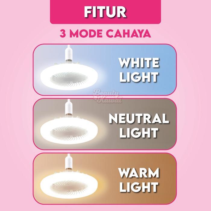 TerbaikGan- Wewant Lampu Kipas Angin 2In1 50W E27 Remote Led Plafon Gantung Fan Light Multifunction