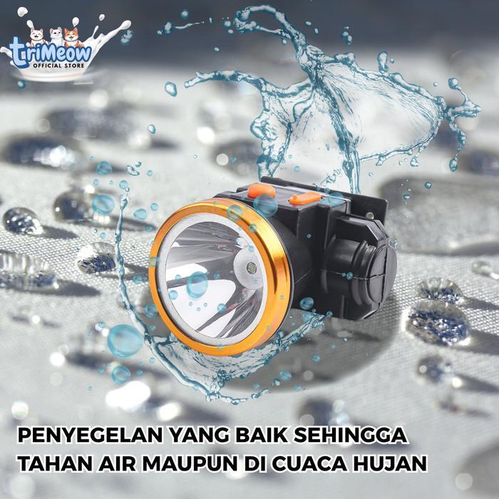 Senter Kepala Led 35W/50W/80W Headlamp Dual Cahaya Putih & Kuning Rechargeable Sorot Jauh Super