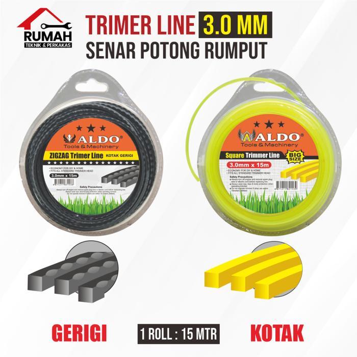 Diskon SENAR POTONG RUMPUT / TRIMER LINE 3 MM X 15 METER (kotak / gerigi)
