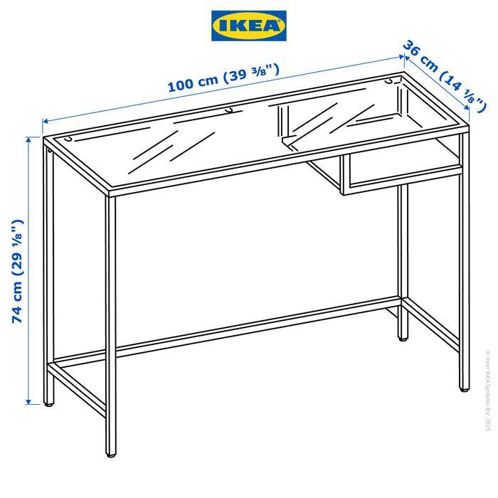IKEA VITTSJO Meja Kerja / Meja Laptop Kaca Hitam Serbaguna 100x36 cm Furniture