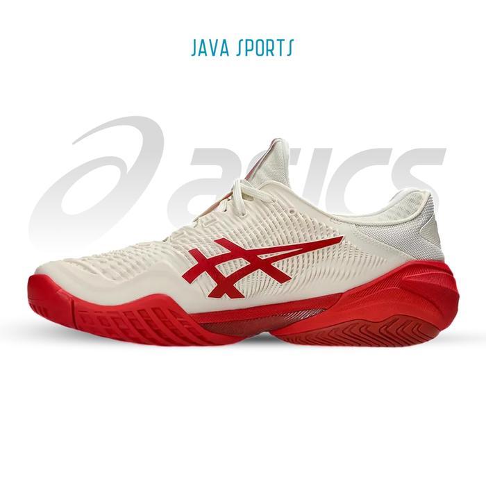 SEPATU TENIS ASICS COURT FF3 NOVAK ORIGINAL TENNIS SHOE CREAM / CLASSIC RED