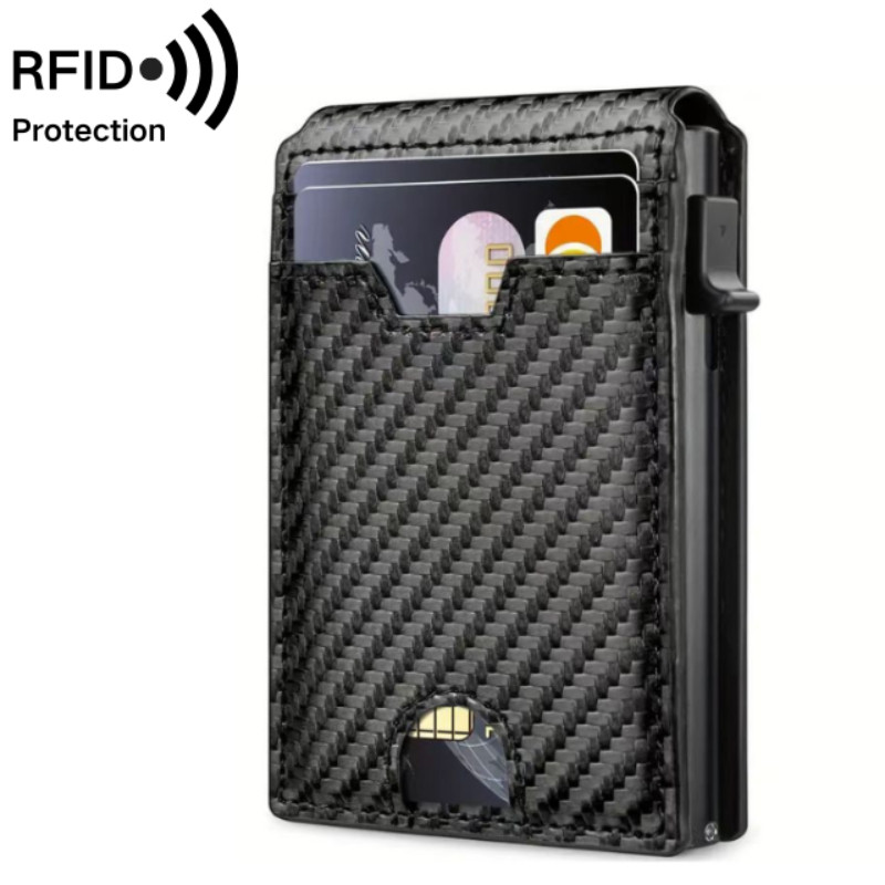 Wallet For Men Slim Minimalist, Carbon Fiber Wallet Rfid Pop Up Wallet, Credit Card Holder Rfid