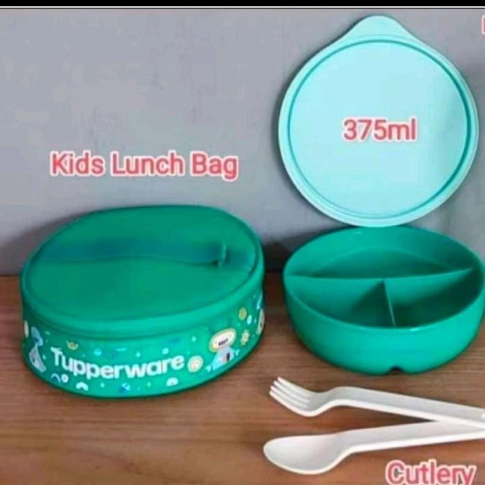 Tupperware promo set bekal makan unicorn robot lunch set pink hijau lengkap Garpu Sendok Tas