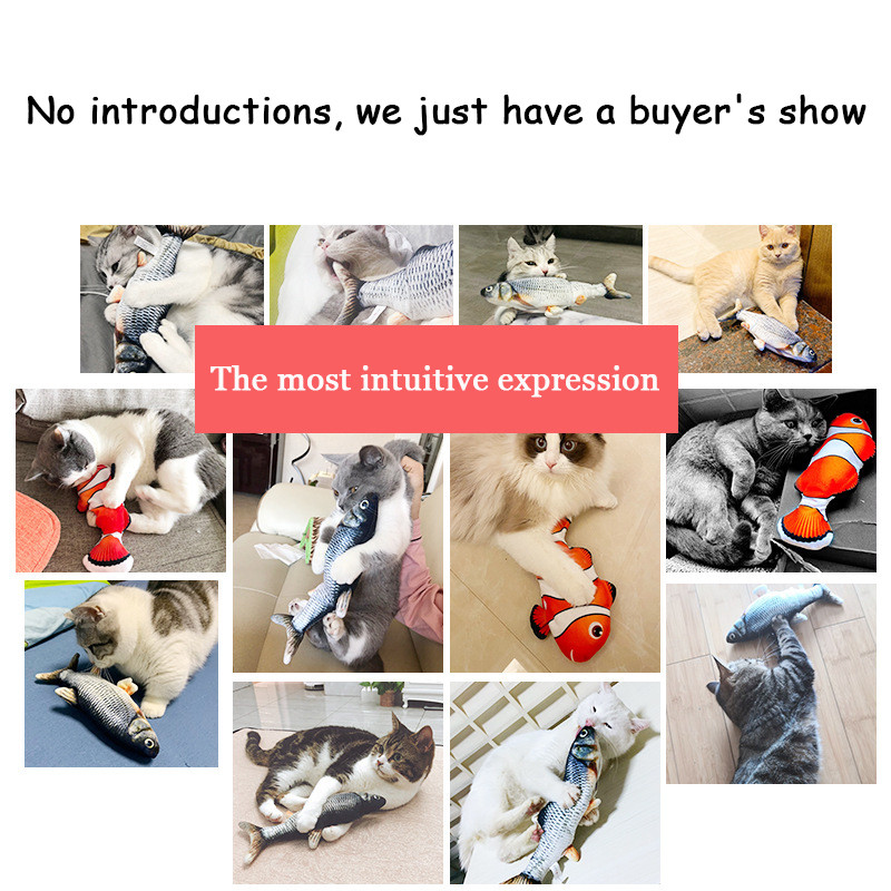 Cat Electric Fish Toy Pet 3D Simulation Fish Soft Plush Shaking Fish Toy Stuffed Interactive Dancing