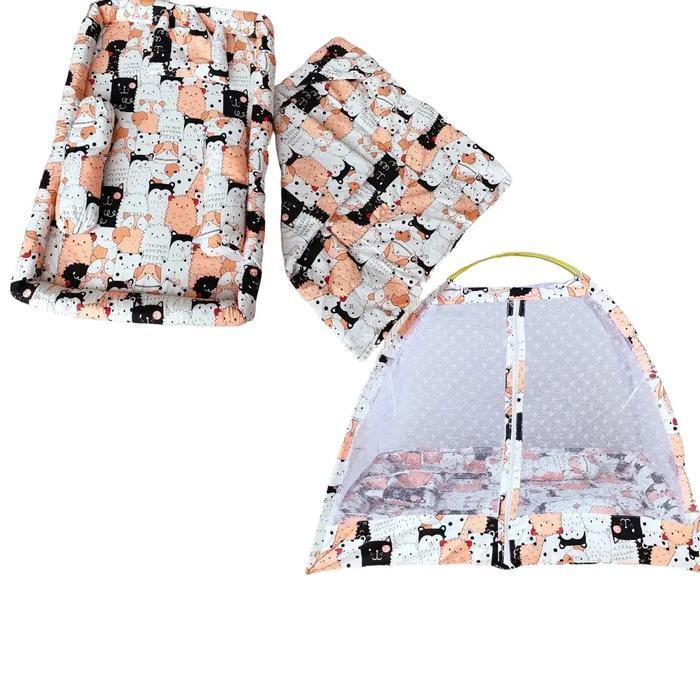 kasur fiber set selimut motif monokrobo crem bayi baru lahir balita cewek cowok bantal guling Bayi