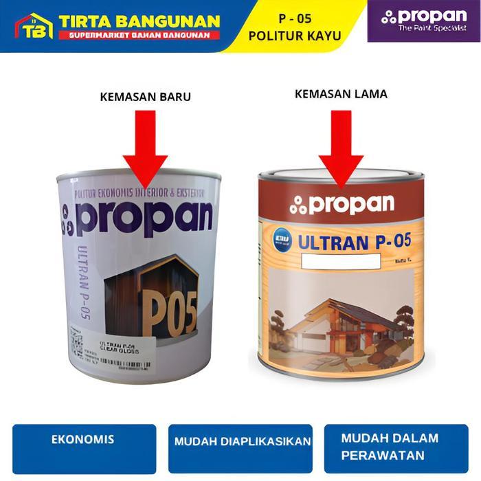 Propan Ultran Yunior P 05 Clear Gloss Politur Cat Kayu Interior Jendela Pintu Kayu 1Lt #Gratisongkir