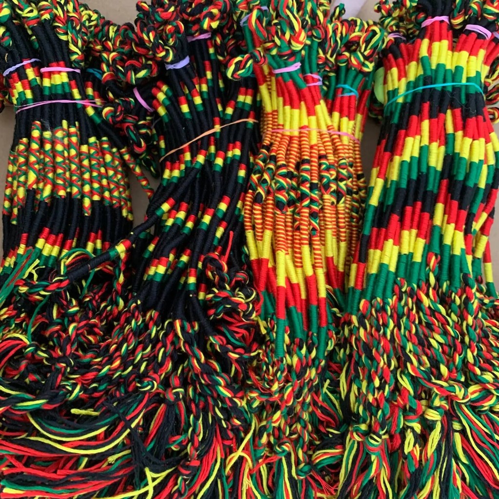 Handmade Rasta Jamaica Woven Hand Rope Bracelet Ethnic Style Hand Knitted Bracelet Red Yellow Green