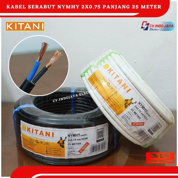 Kitani kabel listrik serabut 2 x 0.75 nymhy kabel serabut tembaga murni permeter Pvc