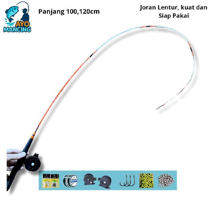 Joran pancing wader satu set Lentur 100,120cm microfishing putih