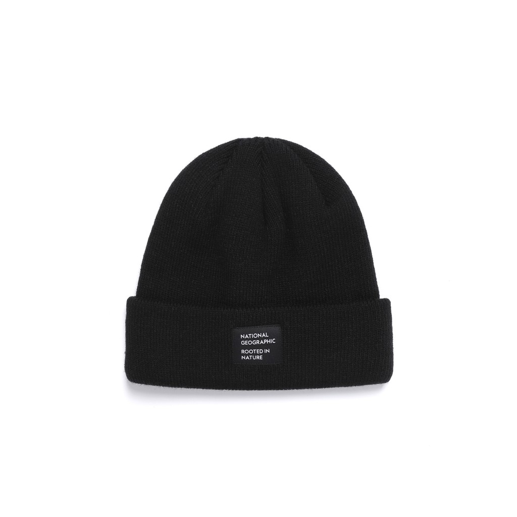 National Geographic Plain Beanie Black - Topi Hitam