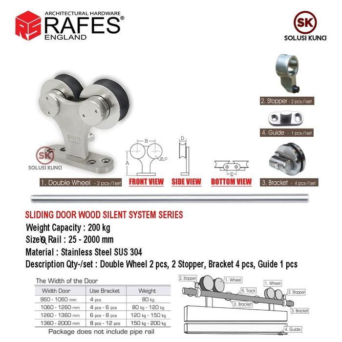 Rel Pintu Sliding 2 Meter RAFES / 200 KG / Stainless Steel SUS 304