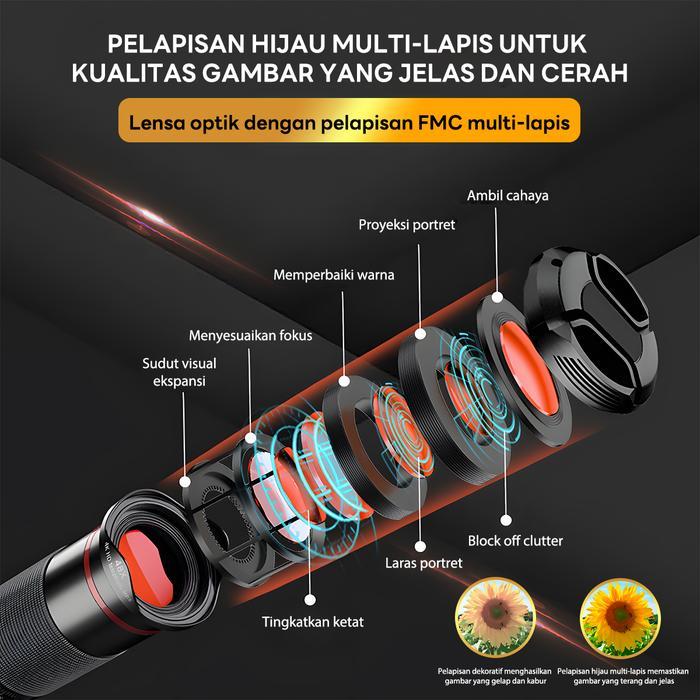 merdeka [COD] Tripod Lensa Zoom HP 28X Zoom optik 4K hd hd teleskop Kamera Lensa Telepon Seluler