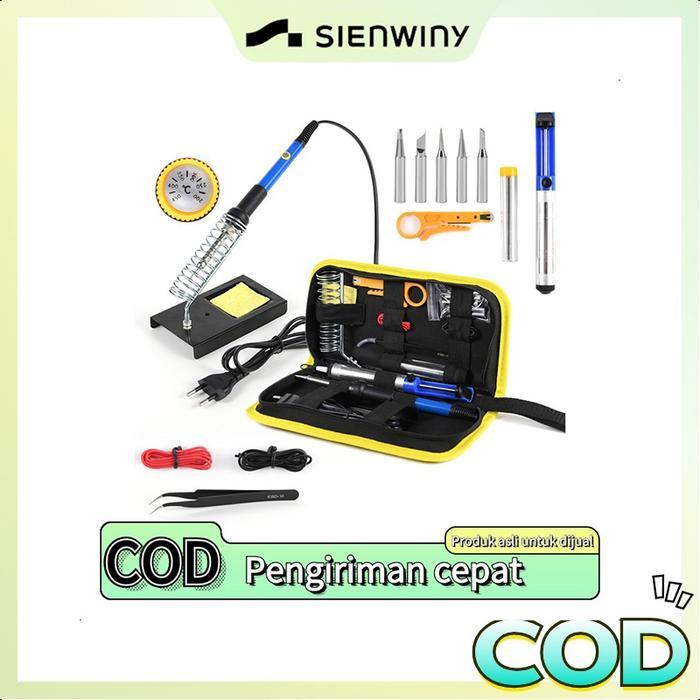 produk promosi15pcs Set Solder Listrik Berkualitas 60W 110V 200-450 C with 5 Tips Adjustable Fast