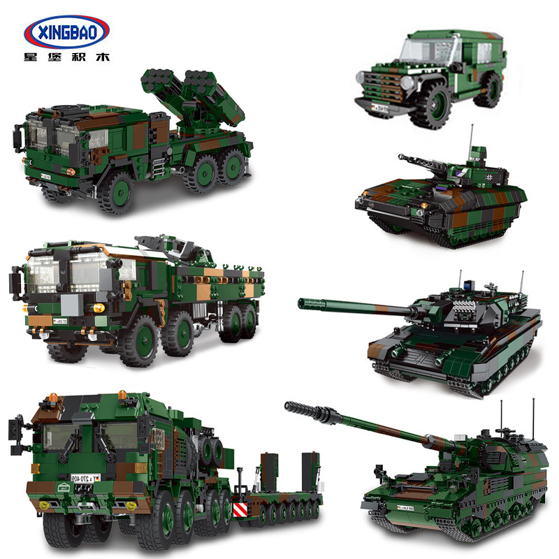 XINGBAO German Military Battle Tank Transport Truck Leopard-2A6 HX-81 MOC Building Block US WWII