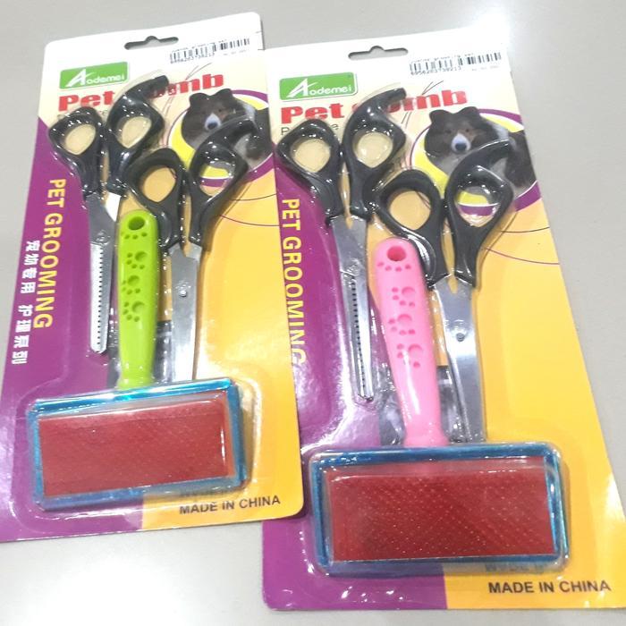 AODEMEI - PET GROOMING SET SISIR DAN GUNTING/ALAT GROOMING SET