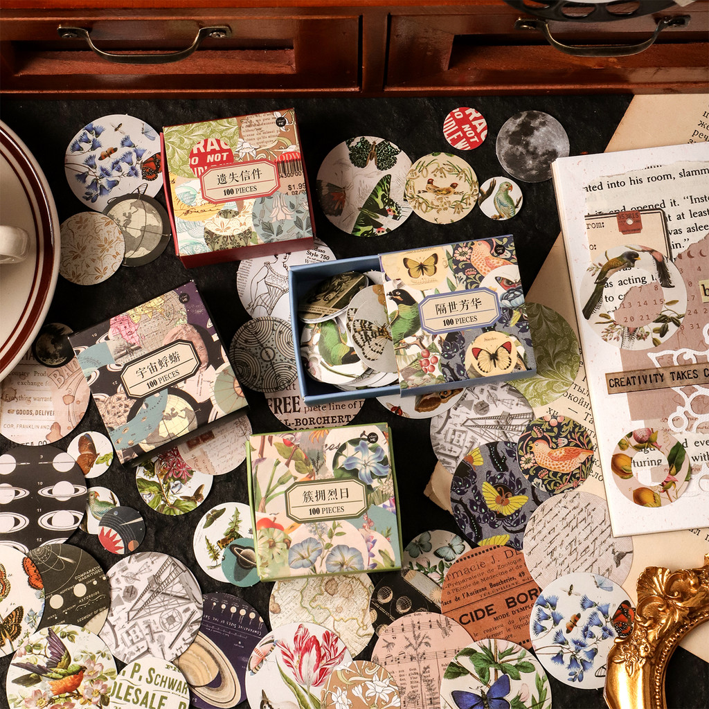 8packs/LOT The morning and evening of the world series retro creative decoration DIY Self-adhesive a