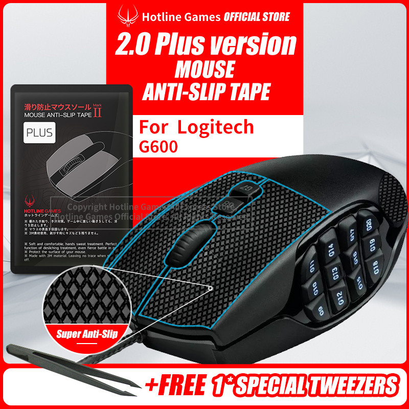 Hotline Games 2.0 Plus Mouse Grip Tape for Logitech G 600 MMO Gaming Mouse Anti-Slip Tape ,Grip Upgr