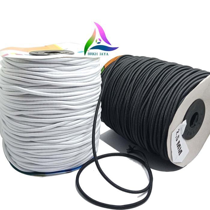 New Tali Kur Karet Bulat Diameter 2.5 mm Hitam Meteran