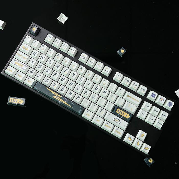 Terlaris Keycaps Cherry Profile PBT Dyesub Lightning Black White SALE