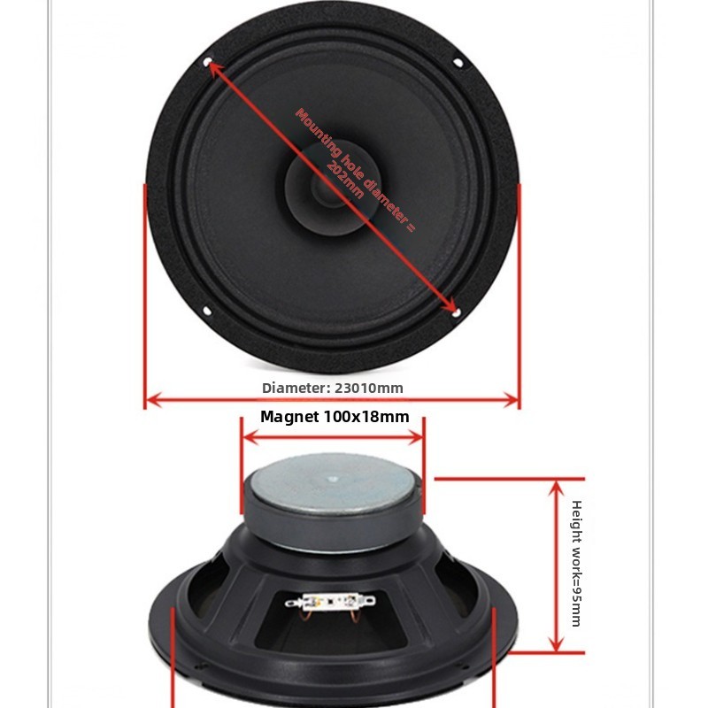 1Pcs 8 Inch Round Full Range Speaker 8 Ohms 85 Watts Full Range Cloth Edge 100 Magnetic 25 Core