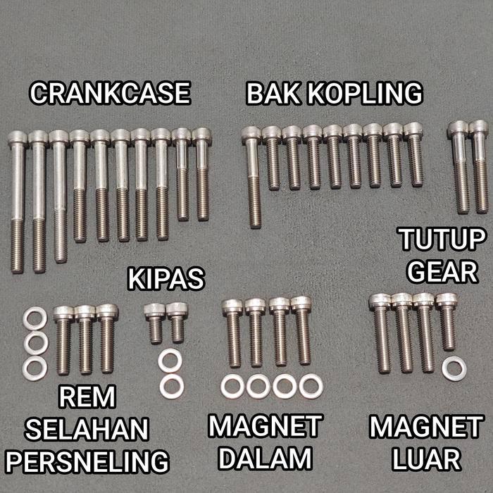Baut Mesin Suzuki Satria 2Tak Kunci L Stainless - Set Baut Stainless untuk Mesin Suzuki Satria 2Tak