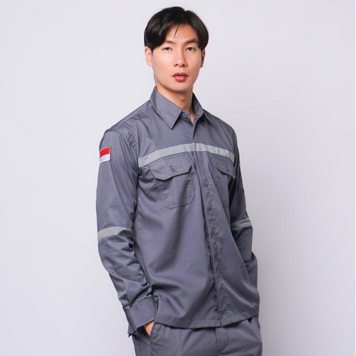 nrd Baju Kerja Safety Wearpack Abu Seragam Proyek Teknik Lengan Panjang K3