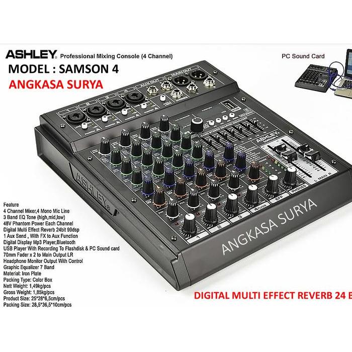 Khusus Instan/Sameday Mixer Audio Ashley Samson 4 Original / Mixer Ashley Samson4 / Mixer 4 Channel