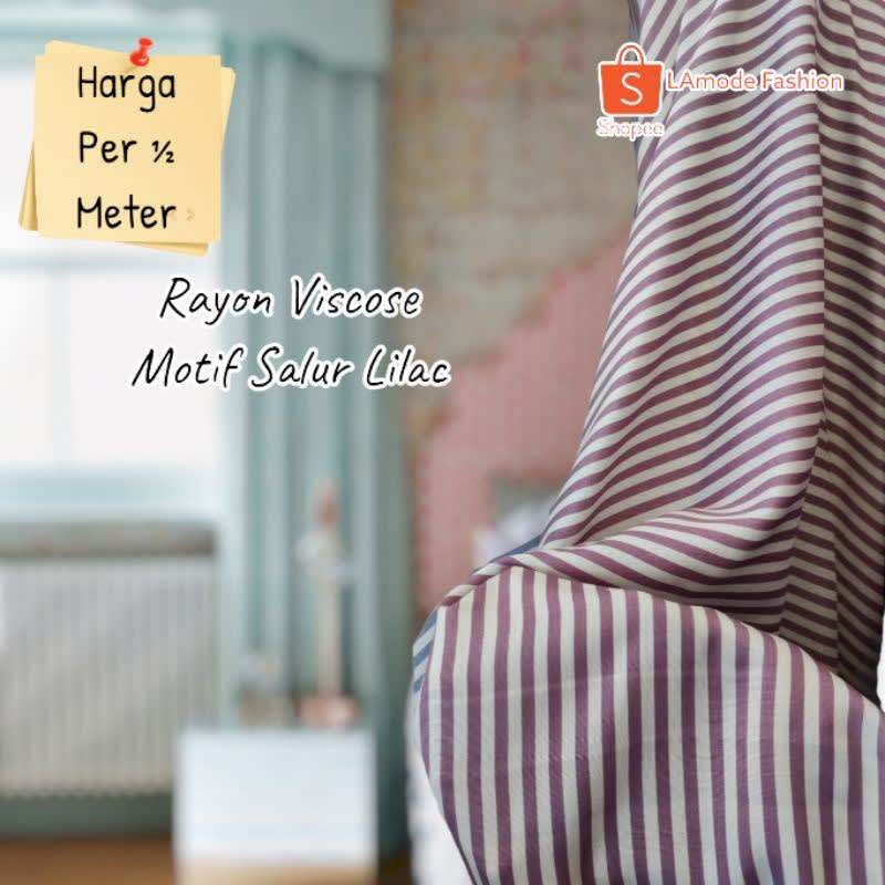 Kain Rayon Viscose Motif Salur Lilac