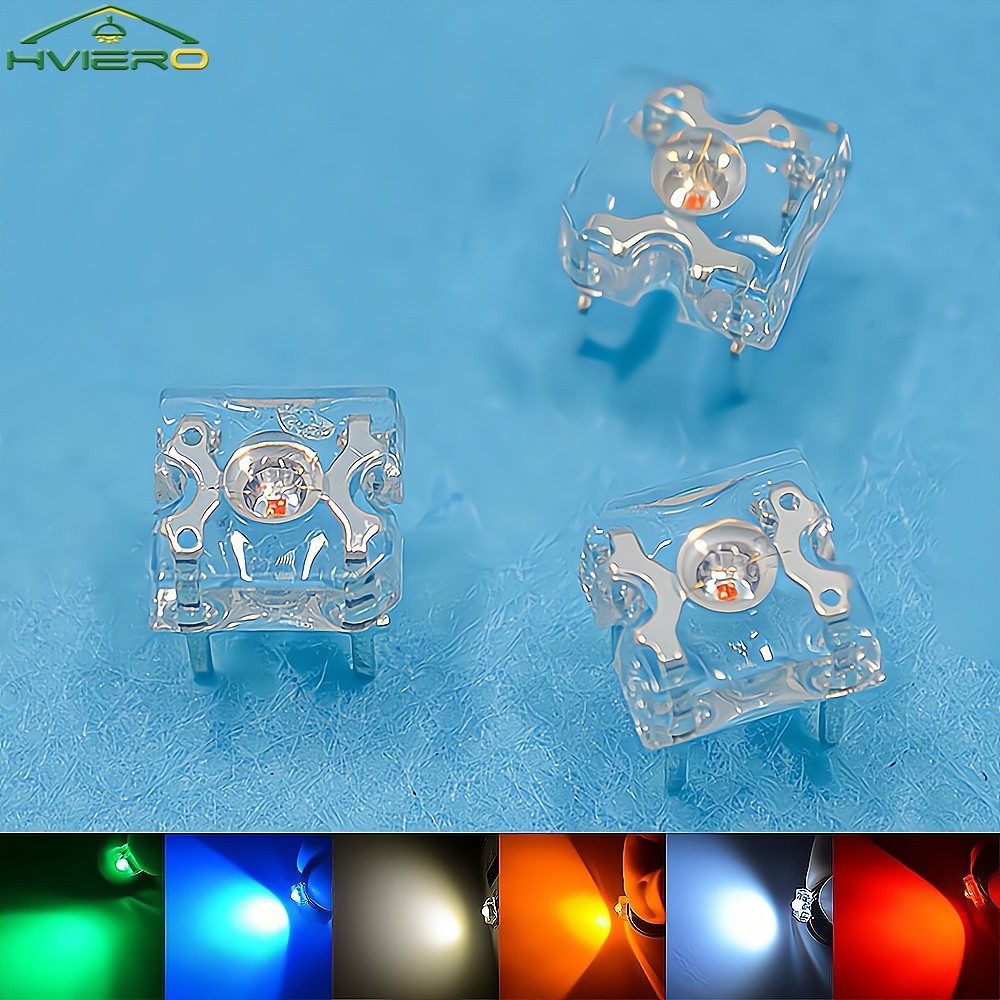 100Pcs 3mm Diode LED Dome Light Beads Piranha Flux Wide Angle Super Bright 4-Pin White Red Yellow