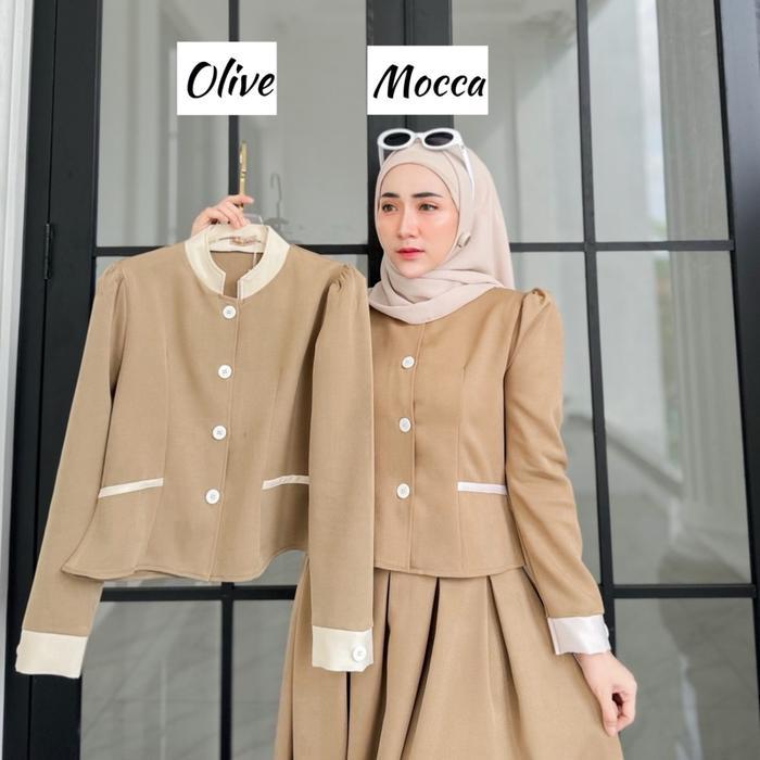 READY setelan one set muslim wanita kekinian korean style hijab ootd rok dan blazer raisha nada